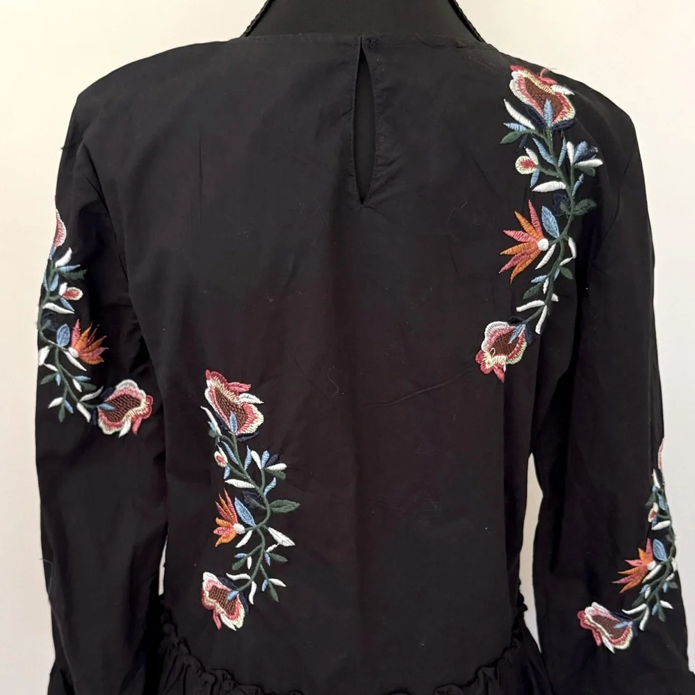 Zara‎ Trafaluc Collection Floral Embroidered Long Sleeve Mini Dress, Size S, NWT - Picture 11 of 16